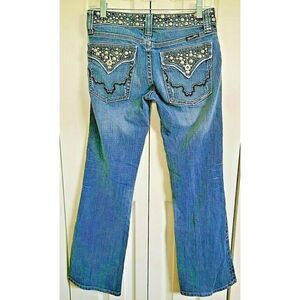 Miss Me Size 27 Mid Rise Anchorage Jeans Boot Cut Studded‎ Biker Jeans Pants